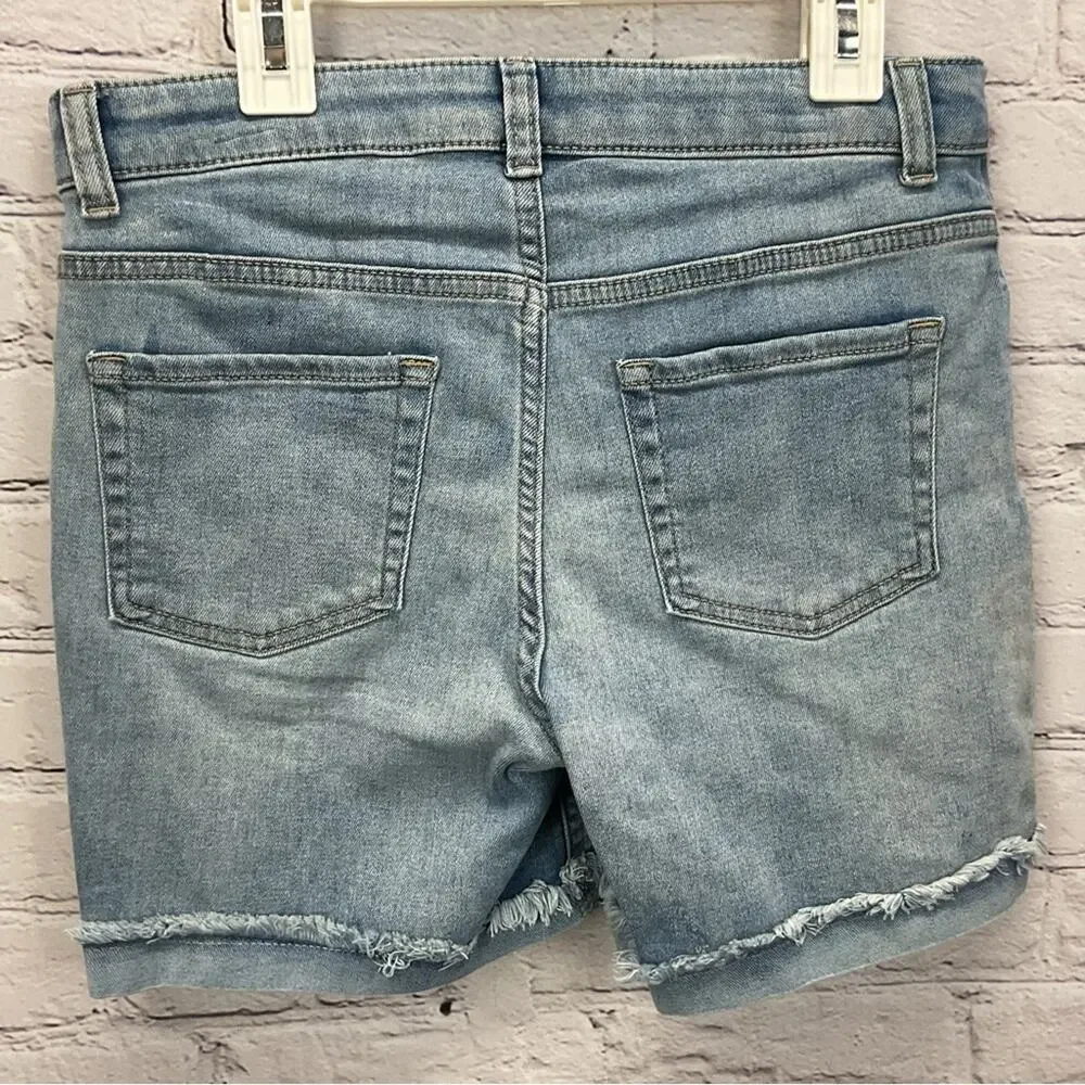 Cat & Jack Jean Shorts Girls Size XL (14/16) Midi Super Stretch Fraying Beachy